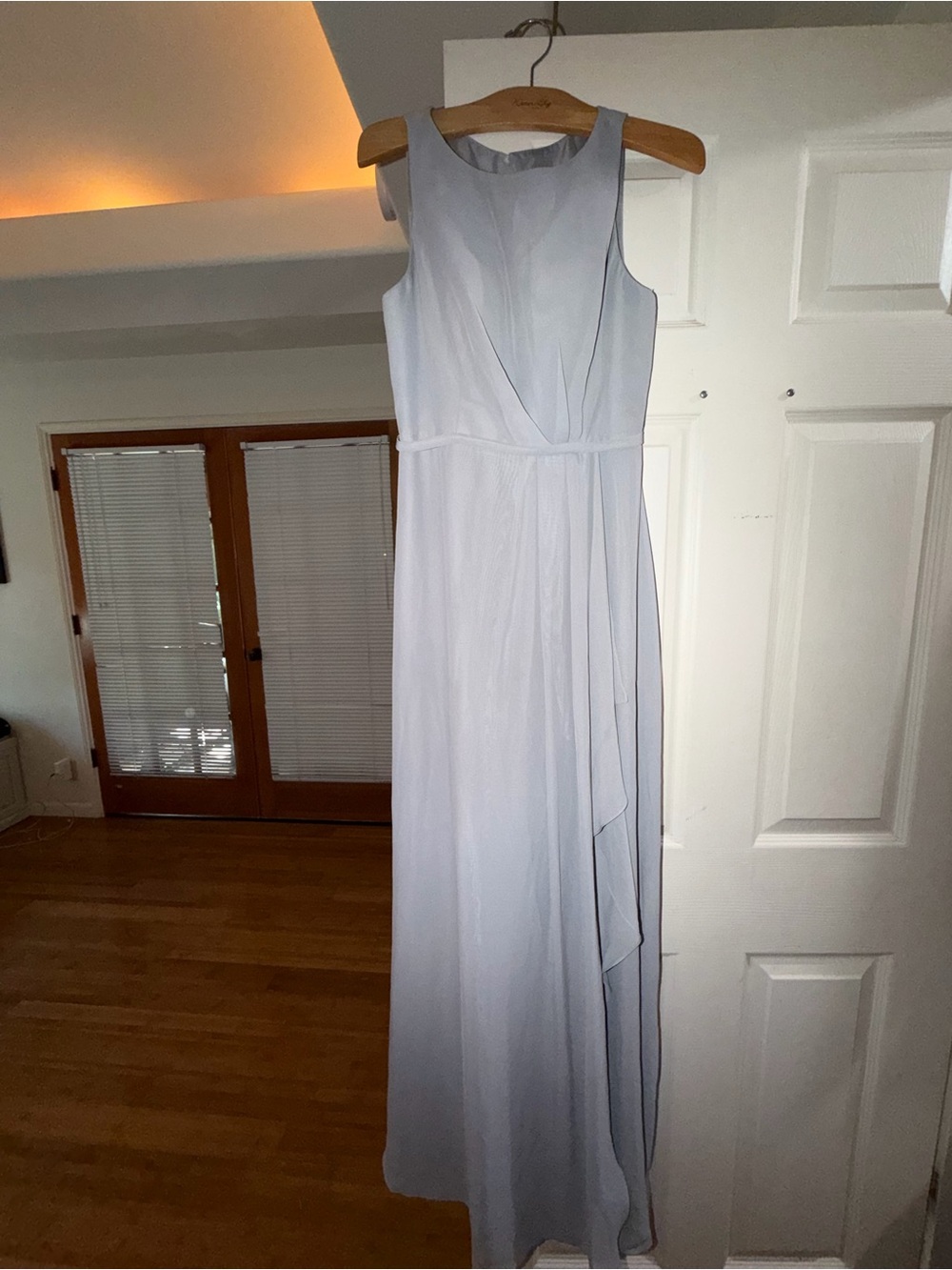 JJs House Light Blue Sleeveless Maxi Gown with Wrap Detail